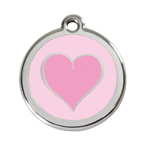 Red Dingo Heart Enamel Stainless Steel Dog ID Tag Pink/Pink Large