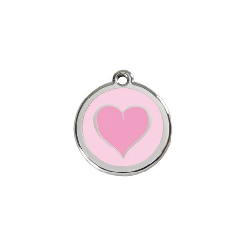Red Dingo Heart Enamel Stainless Steel Dog ID Tag Pink/Pink Small