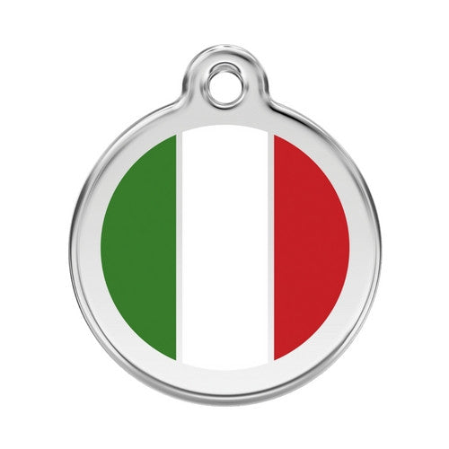 Red Dingo Enamel Stainless Steel National Flag Dog ID Tag Italy Large