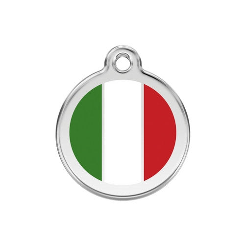 Red Dingo Enamel Stainless Steel National Flag Dog ID Tag Italy Medium