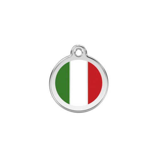 Red Dingo Enamel Stainless Steel National Flag Dog ID Tag Italy Small