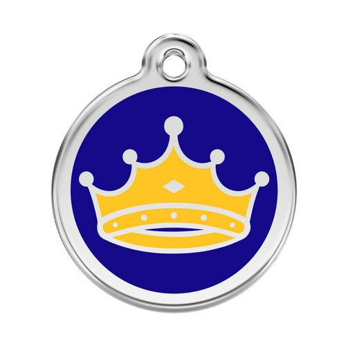 Red Dingo King Crown Enamel Stainless Steel Dog ID Tag Large