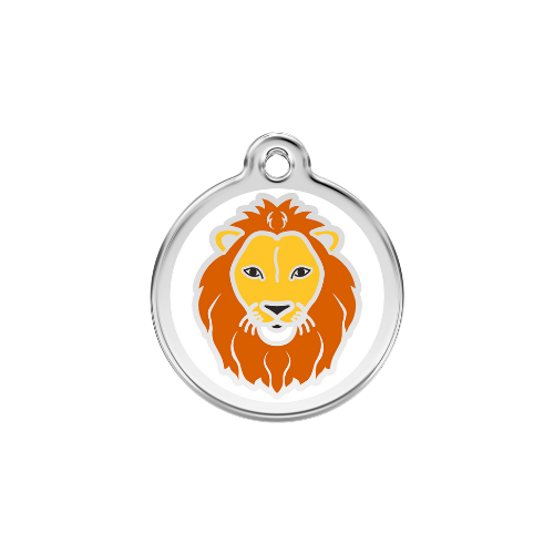 Red Dingo Lion Enamel Stainless Steel Dog ID Tag Size Large