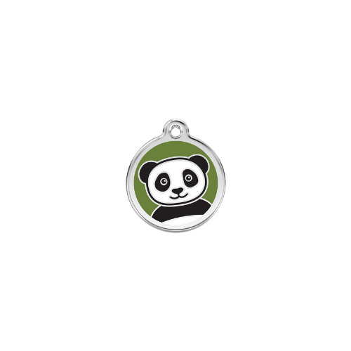 Red Dingo Panda Enamel Stainless Steel Dog ID Tag Size Small