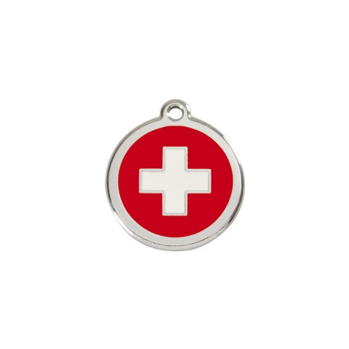Red Dingo Enamel Stainless Steel National Flag Dog ID Tag Switzerland Small
