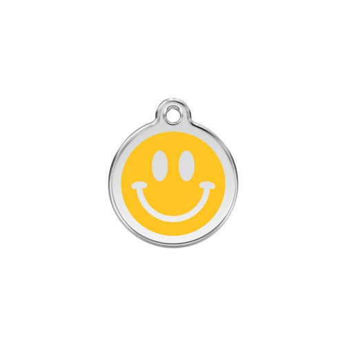 Red Dingo Smiley Face Yellow Enamel Stainless Steel Dog ID Tag Small