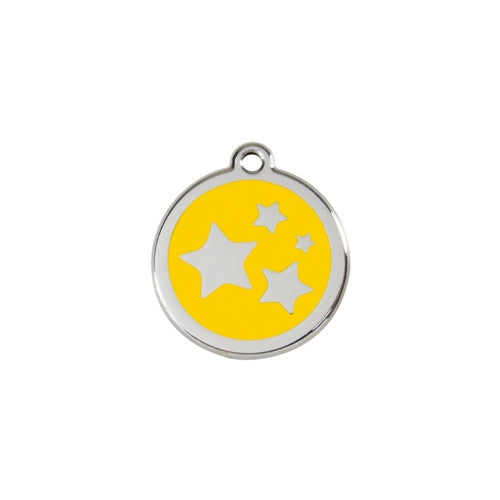 Red Dingo Stars Enamel Stainless Steel Dog ID Tag Yellow Small