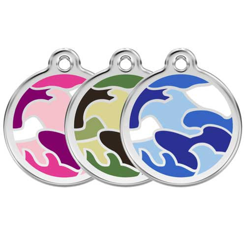 Red Dingo Camouflage Enamel Stainless Steel Dog ID Tag