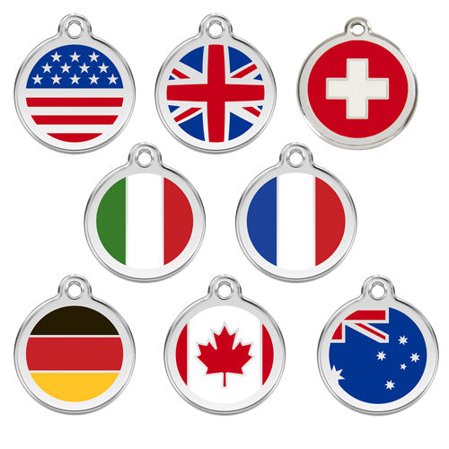 Red Dingo Enamel Stainless Steel National Flag Dog ID Tag