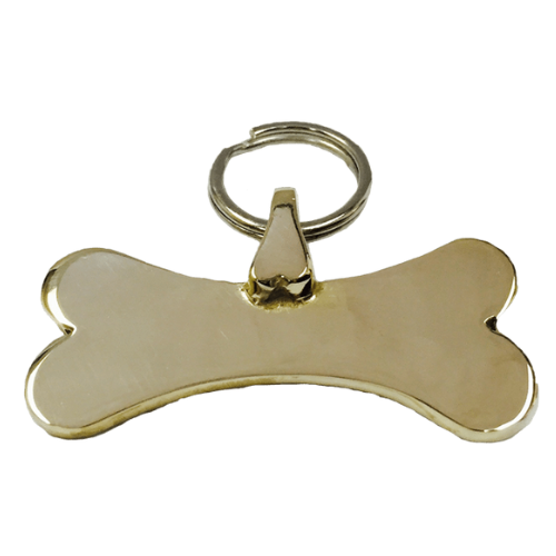 Silver Bones Bronze Hand-Stamped Horizontal Bone Dog ID Tag — Large
