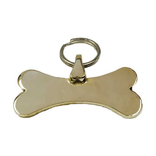 Silver Bones Bronze Hand-Stamped Horizontal Bone Dog ID Tag — Medium