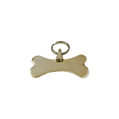 Silver Bones Bronze Hand-Stamped Horizontal Bone Dog ID Tag — Small