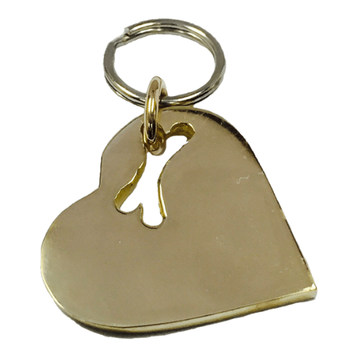 Silver Bones Bronze Hand-Stamped Heart and Bone Dog ID Tag — Large