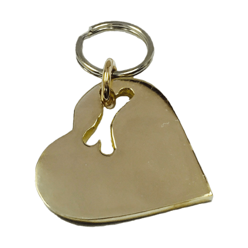 Silver Bones Bronze Hand-Stamped Heart and Bone Dog ID Tag — Medium