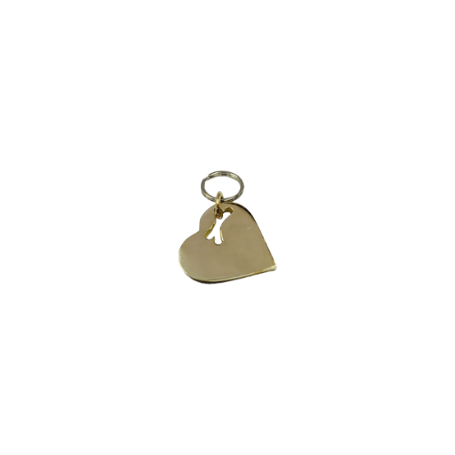 Silver Bones Bronze Hand-Stamped Heart and Bone Dog ID Tag — Teacup