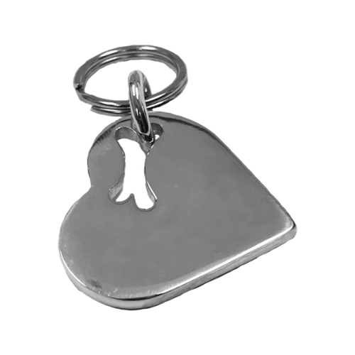 Silver Bones Sterling Silver Hand-Stamped Heart and Bone Dog ID Tag — Medium