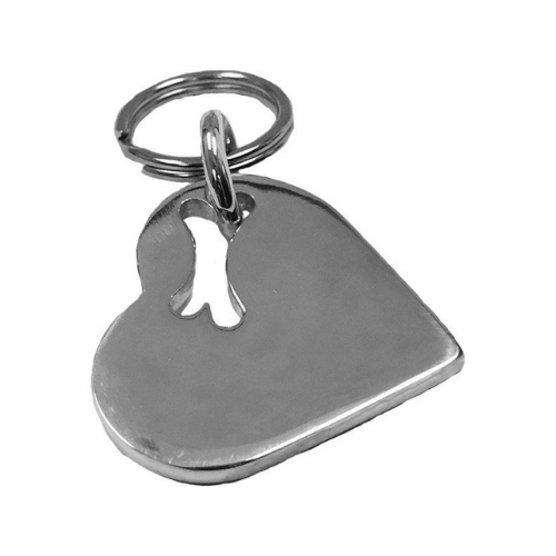 Silver Bones Sterling Silver Hand-Stamped Heart and Bone Dog ID Tag