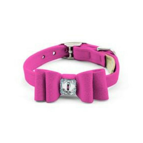 Susan Lanci Designs Big Bow Crystal Dog Collar — Pink Sapphire