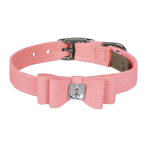 Susan Lanci Designs Big Bow Crystal Dog Collar — Puppy Pink