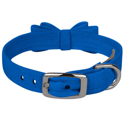 Susan Lanci Designs Big Bow Crystal Dog Collar — Royal Blue Buckle View