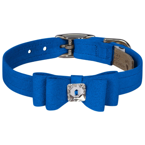 Susan Lanci Designs Big Bow Crystal Dog Collar — Royal Blue