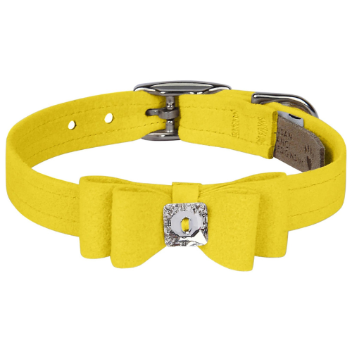 Susan Lanci Designs Big Bow Crystal Dog Collar — Sunshine Yellow