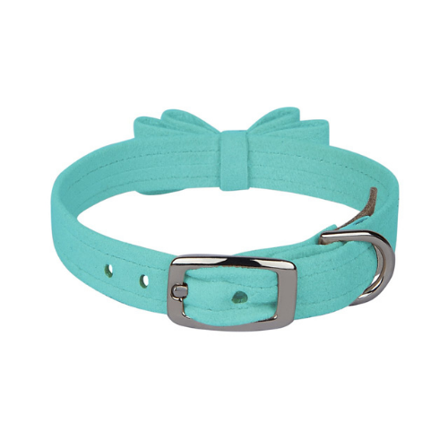 Susan Lanci Designs Big Bow Crystal Dog Collar — Tiffi Blue Buckle View