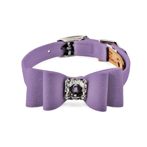 Susan Lanci Designs Big Bow Crystal Dog Collar — Ultra Violet