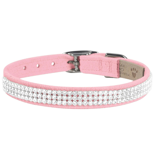 Susan Lanci Designs Giltmore 3 Row Swarovski Crystal Collar — Puppy Pink