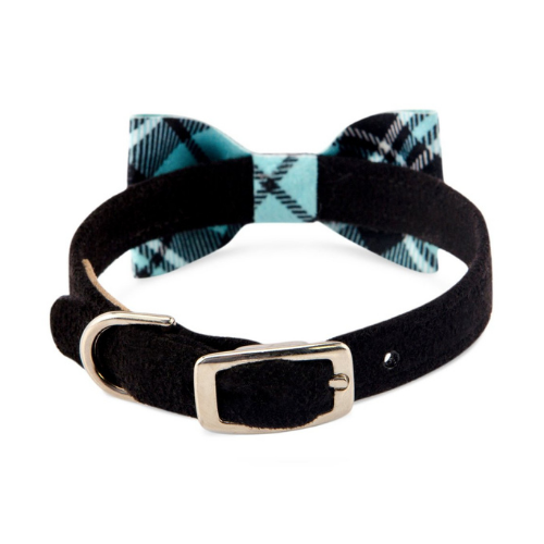 Susan Lanci Designs Scotty Bow Tie Dog Collar — Black + Tiffi Plaid Buckle view