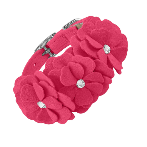 Susan Lanci Designs Tinkie's Garden Party Floral Dog Collar — Raspberry