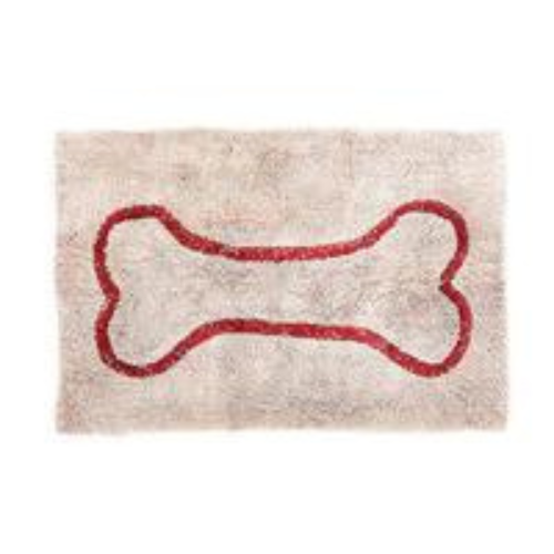 Soggy Doggy Super-Absorbent Microfiber Chenille Doormat Beige Red Bone