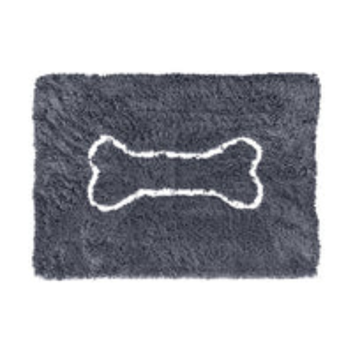 Soggy Doggy Super-Absorbent Microfiber Chenille Doormat Grey with White Bone