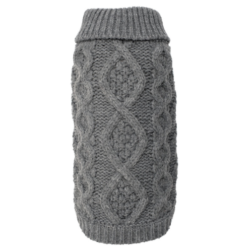 The Worthy Dog Chunky Knit Turtleneck Acrylic Knit Dog Sweater — Grey