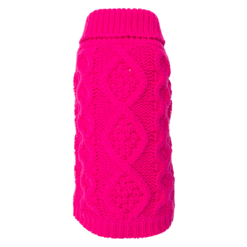 The Worthy Dog Chunky Knit Turtleneck Acrylic Knit Dog Sweater — Pink
