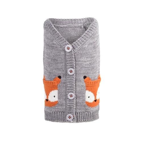 The Worthy Dog Fox Cardigan Acrylic Knit Dog Sweater