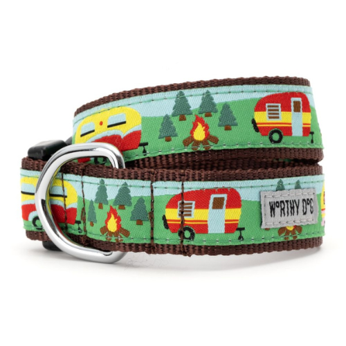 The Worthy Dog Happy Camper Ribbon Nylon Webbing Dog Collar