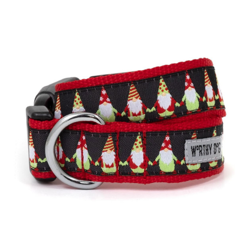 The Worthy Dog Holiday Gnomes Dog Collar