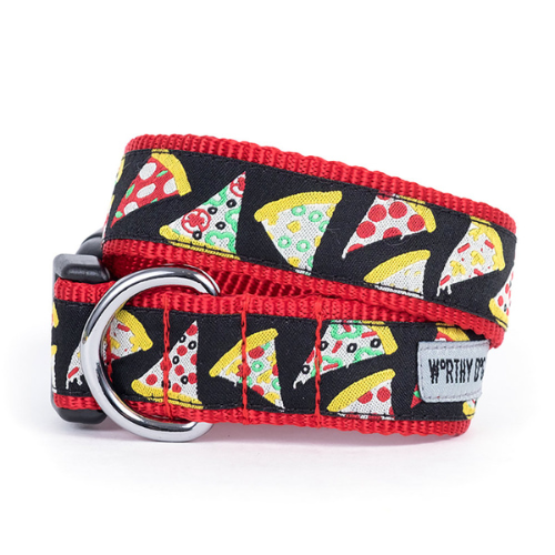 The Worthy Dog Pizza Slices Ribbon Nylon Webbing Collar