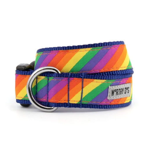 The Worthy Dog Rainbow Ribbon Nylon Webbing Dog Collar