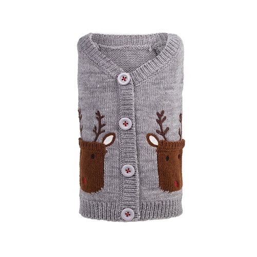 The Worthy Dog Reindeer Cardigan Acrylic Knit Dog Sweater