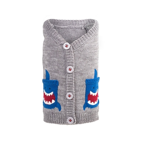 The Worthy Dog Shark Cardigan Acrylic Knit Dog Sweater