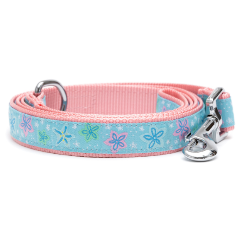 The Worthy Dog Starfish Floral Ribbon Nylon Webbing Matching Lead — Rolled View