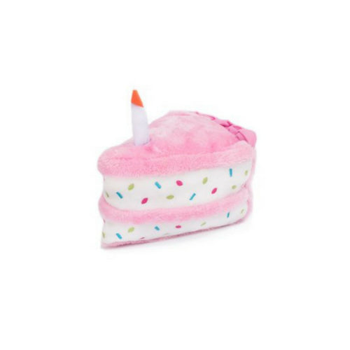 Zippy Paws Birthday Sprinkle Cream Cake Slice Squeakie Dog Toy Pink