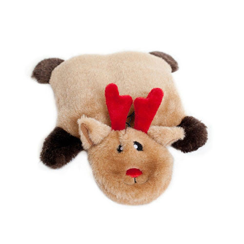 ZippyPaws Holiday Squeakie Pad Reindeer Plush Dog Toy